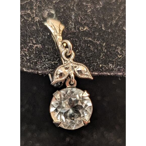 Vintage 925 Sterling Crystal Dangle Marcasite Screw Back Earrings - Picture 1 of 6